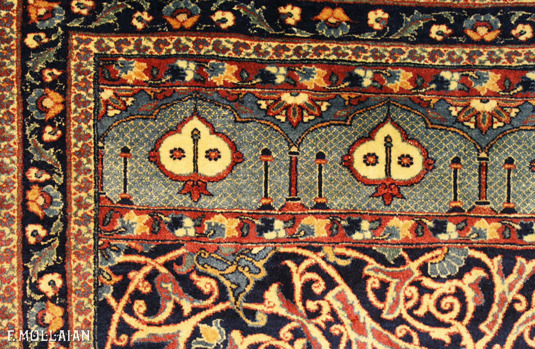 Semi-Antique Persian Tehran Preghiera Part Silk Carpet n°:51475813